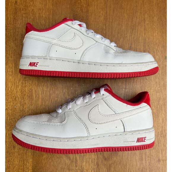 Nike Air Force 1 Low GS White Red Youth Size 3Y Sneakers - Picture 7 of 9